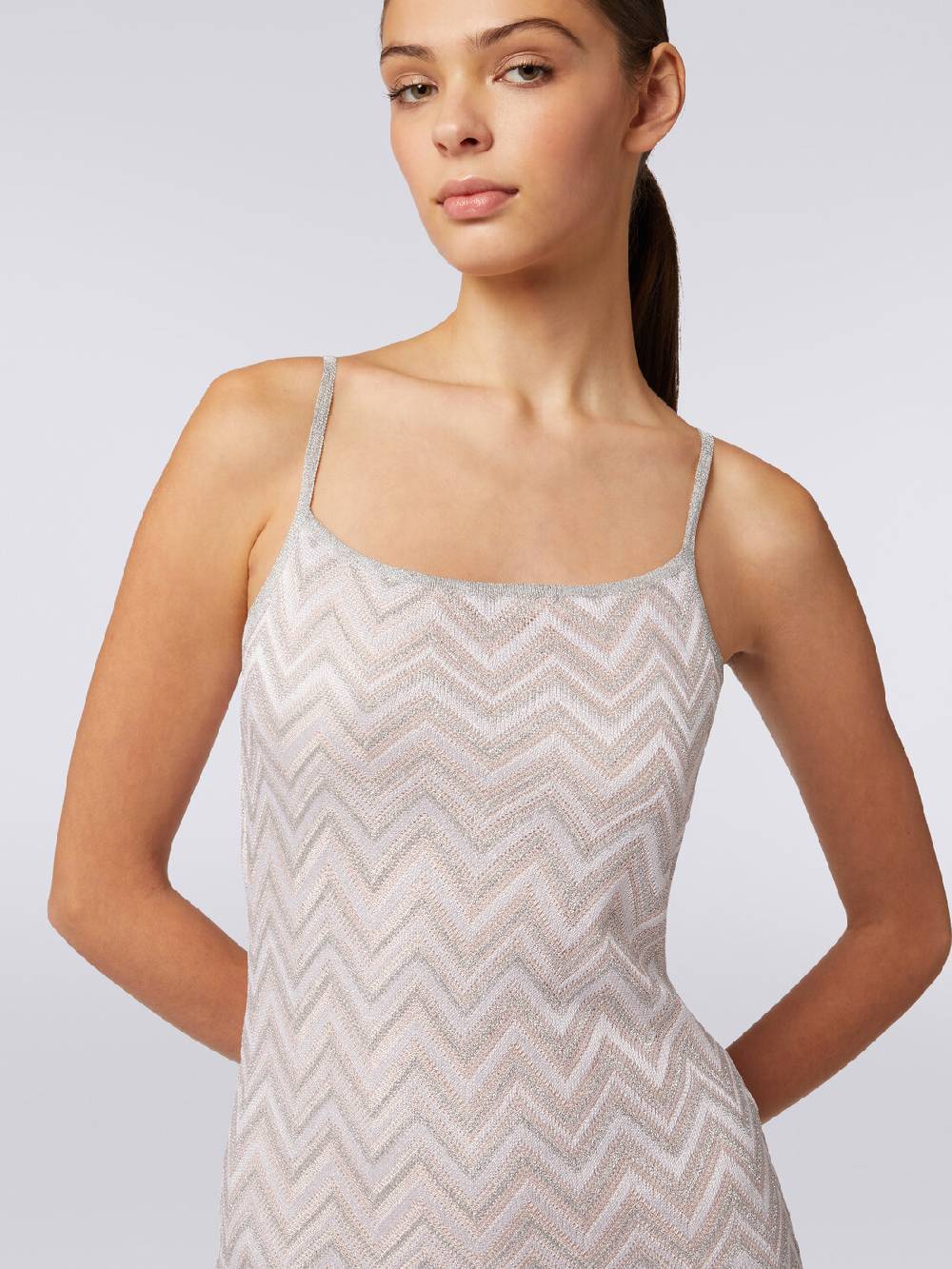 Missoni Abito lungo senza maniche in viscosa lamé zig zag Italia