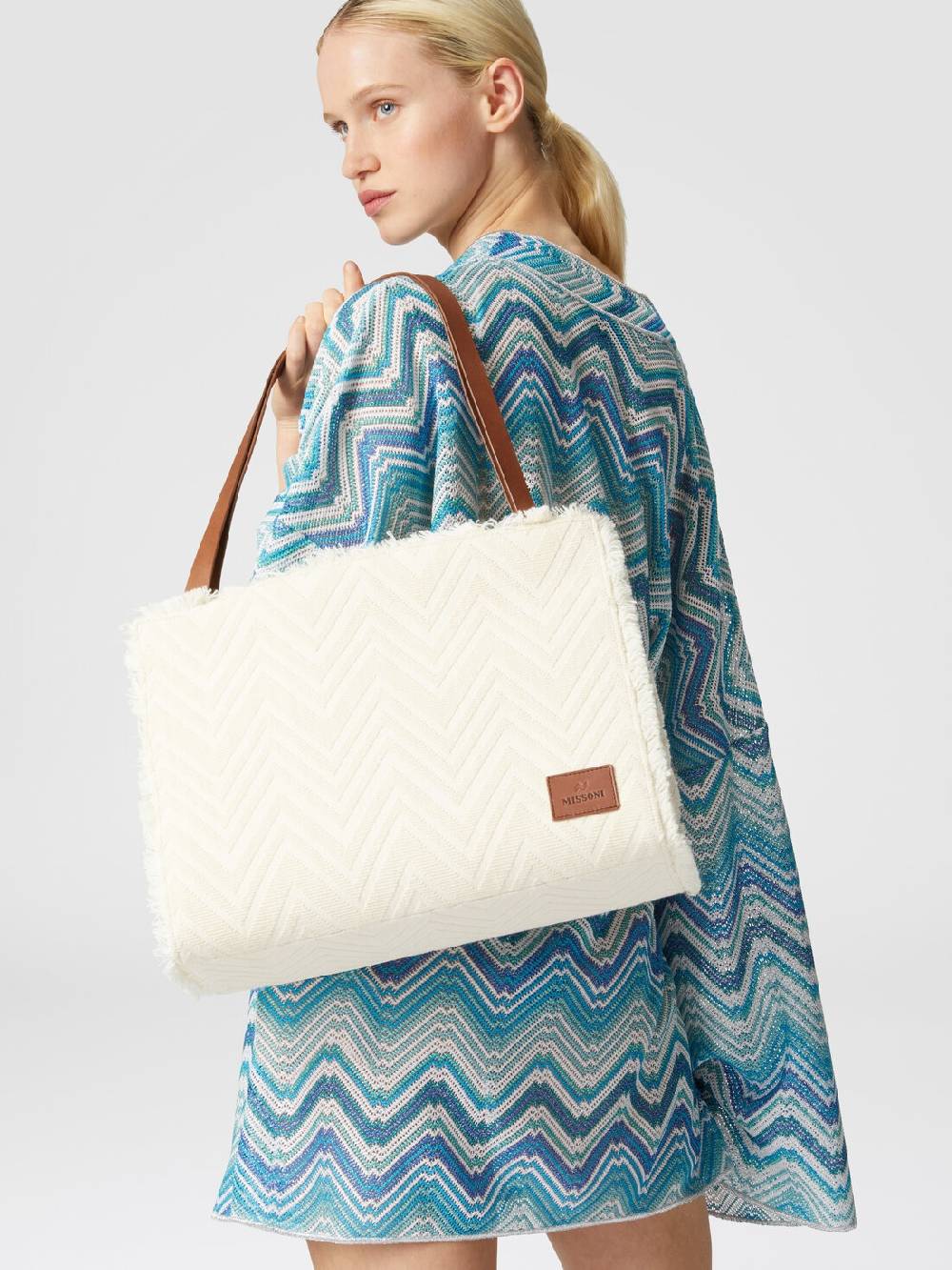 Missoni Tote bag in misto cotone con motivo chevron 2025