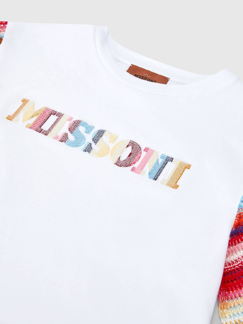 Missoni T-shirt in cotone con inserti a contrasto e scritta logo Qualità Garantita