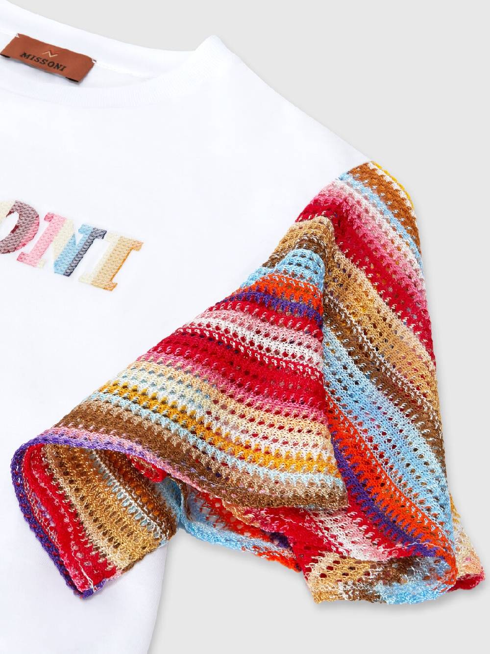 Missoni T-shirt in cotone con inserti a contrasto e scritta logo Qualità Garantita