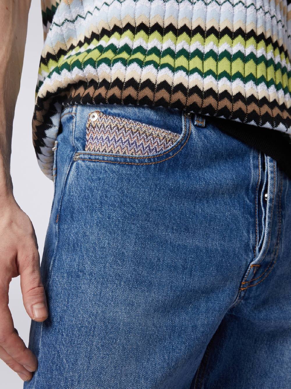 Missoni Cinque tasche in denim con inserto zig zag Shopping Online
