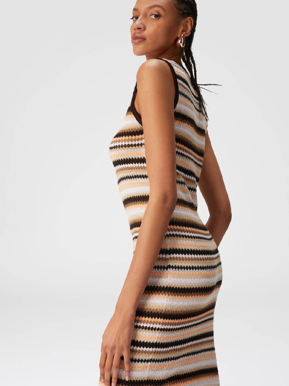 Missoni Abito midi senza maniche in lana e viscosa a righe Economico