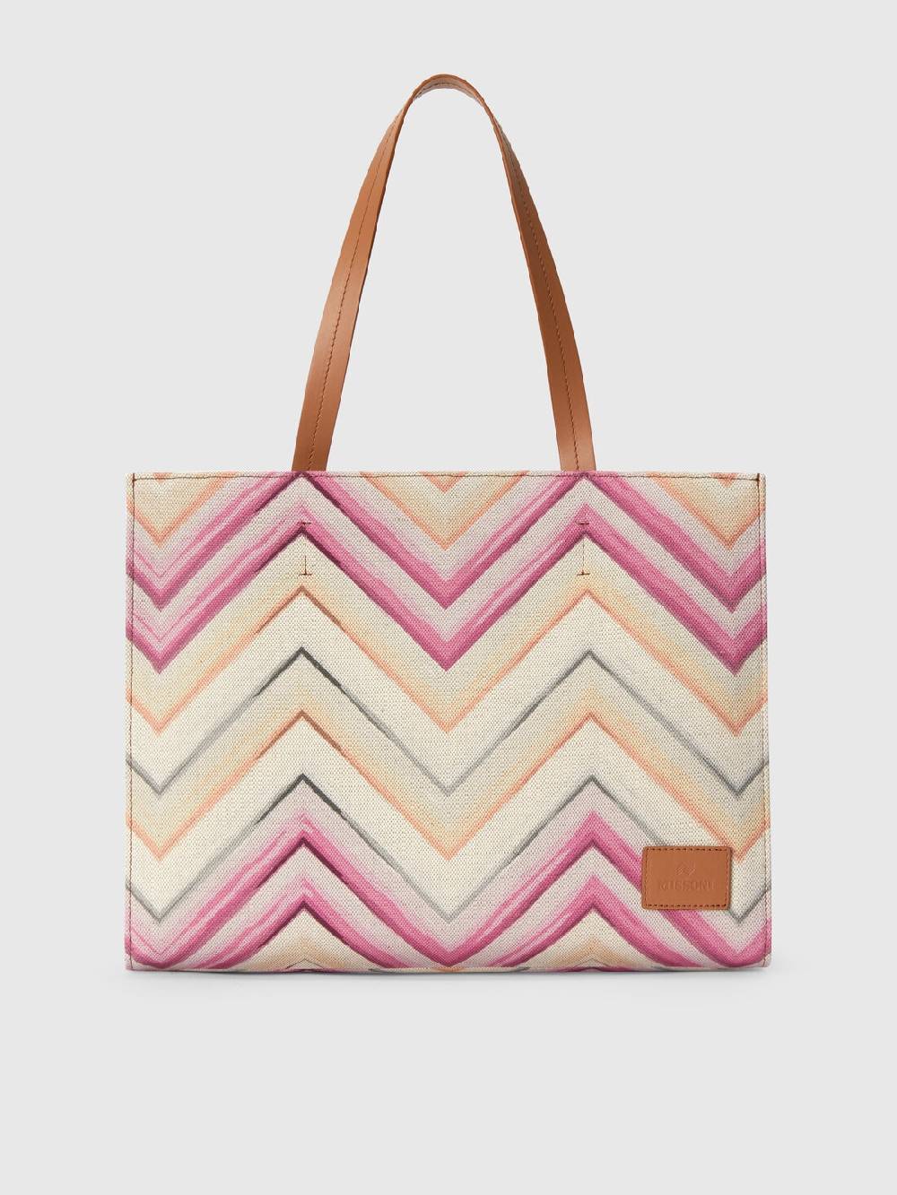 Missoni Tote bag in misto cotone con motivo chevron In Vendita