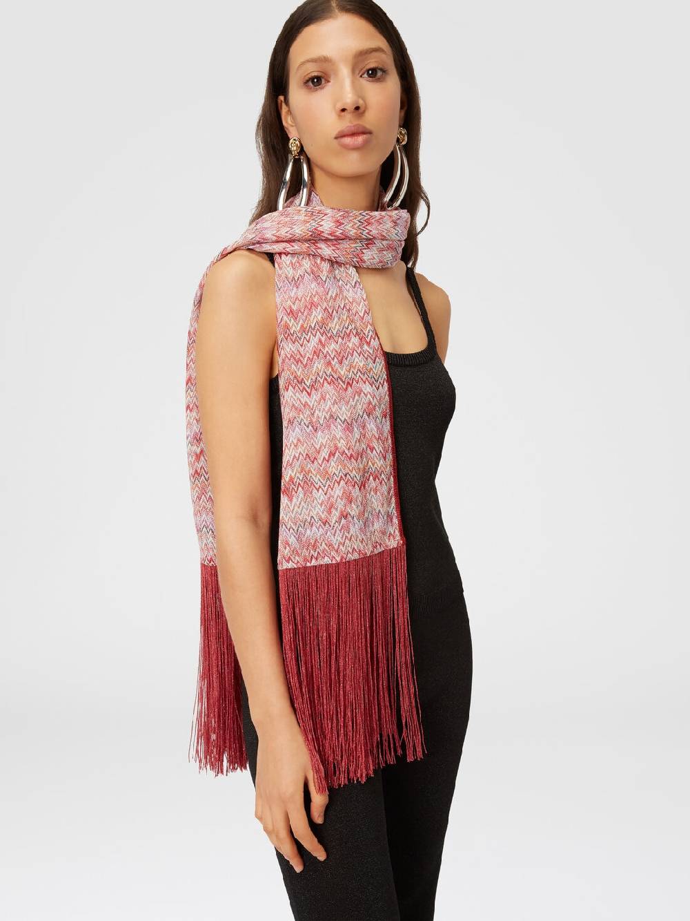Missoni Stola in viscosa lamé chevron con frange Offerte