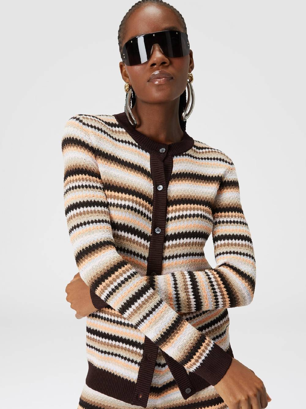 Missoni Cardigan in cotone e viscosa a righe con profili a contrasto Vendite Flash