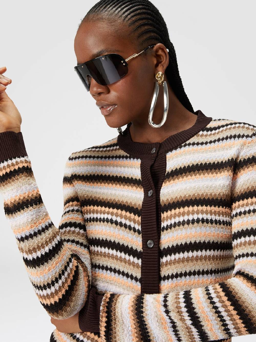 Missoni Cardigan in cotone e viscosa a righe con profili a contrasto Vendite Flash