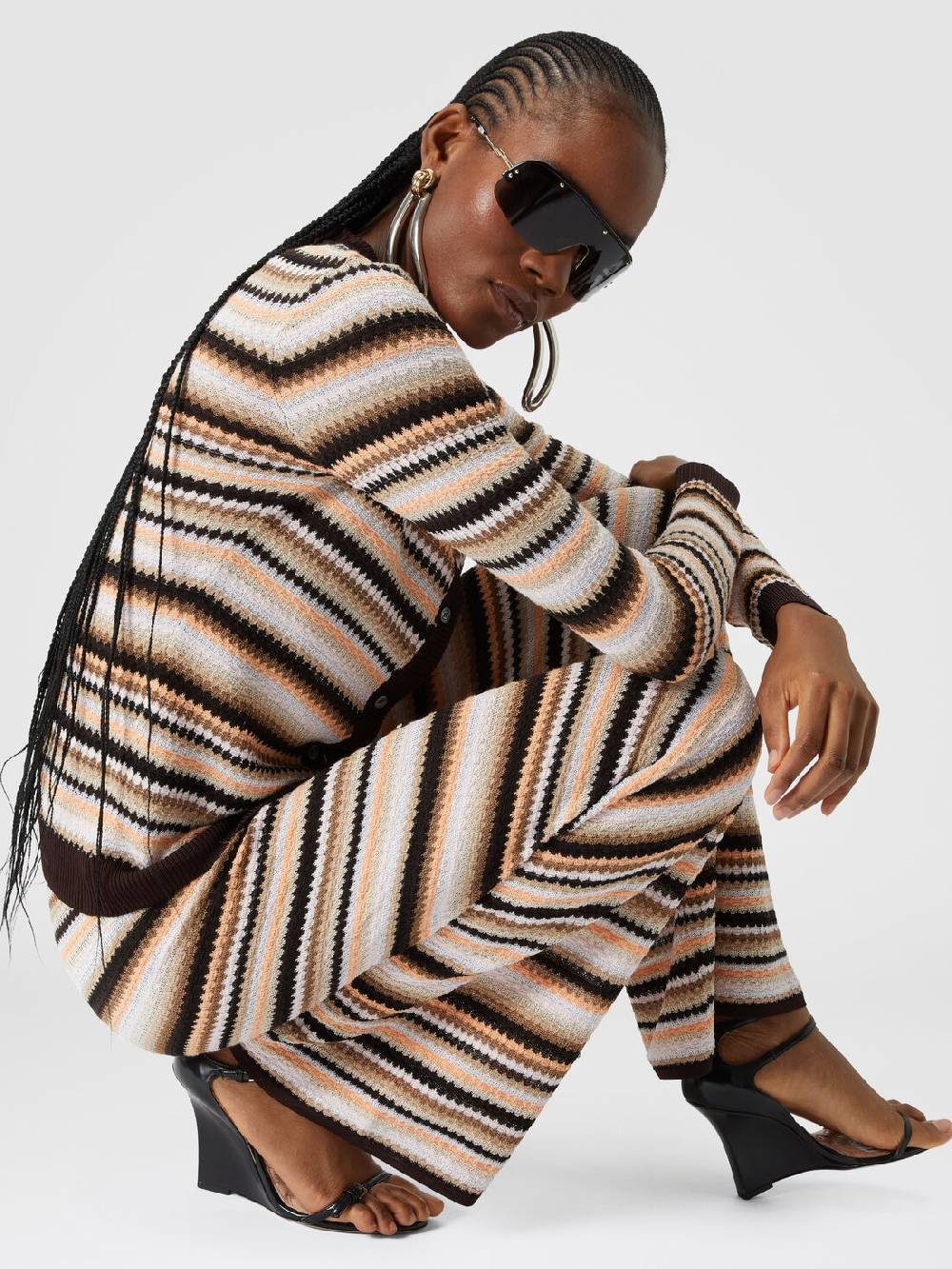 Missoni Pantaloni dritti in maglia rigata di cotone e viscosa Negozio