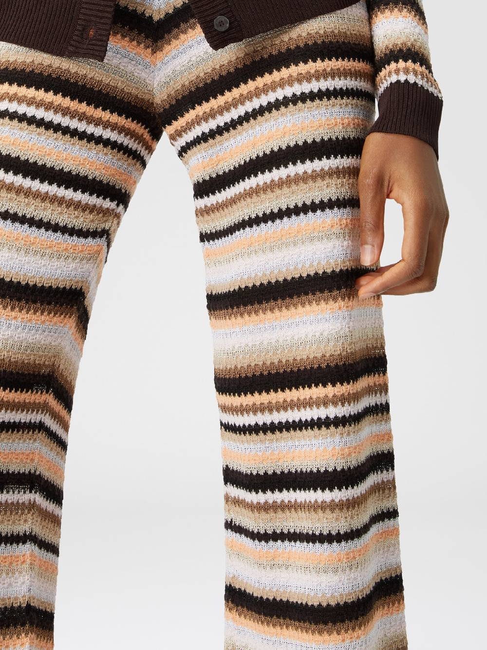 Missoni Pantaloni dritti in maglia rigata di cotone e viscosa Negozio