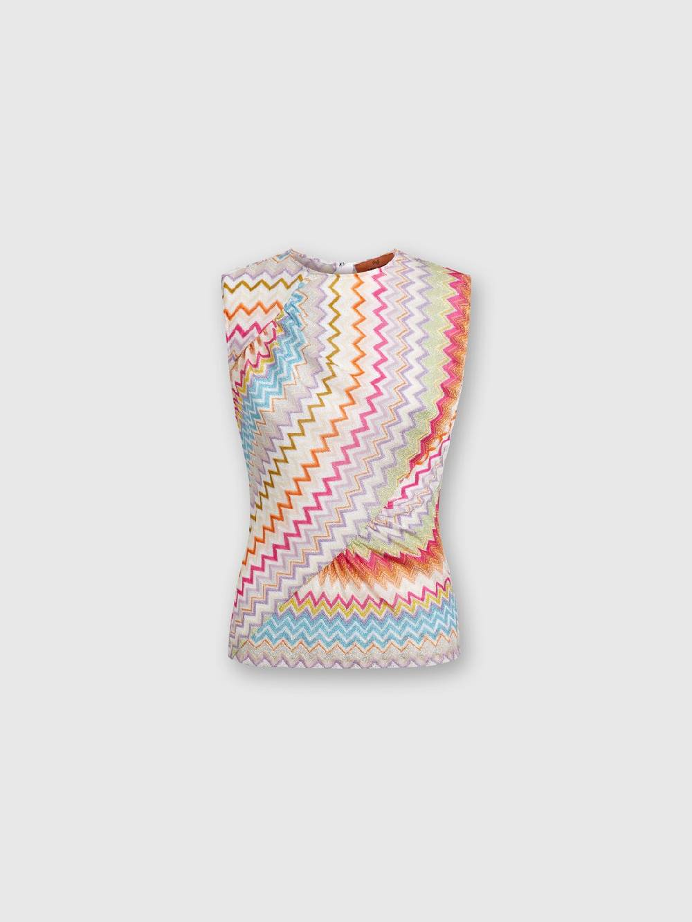 Missoni Top in viscosa zig zag lamé con arricciature Nuova