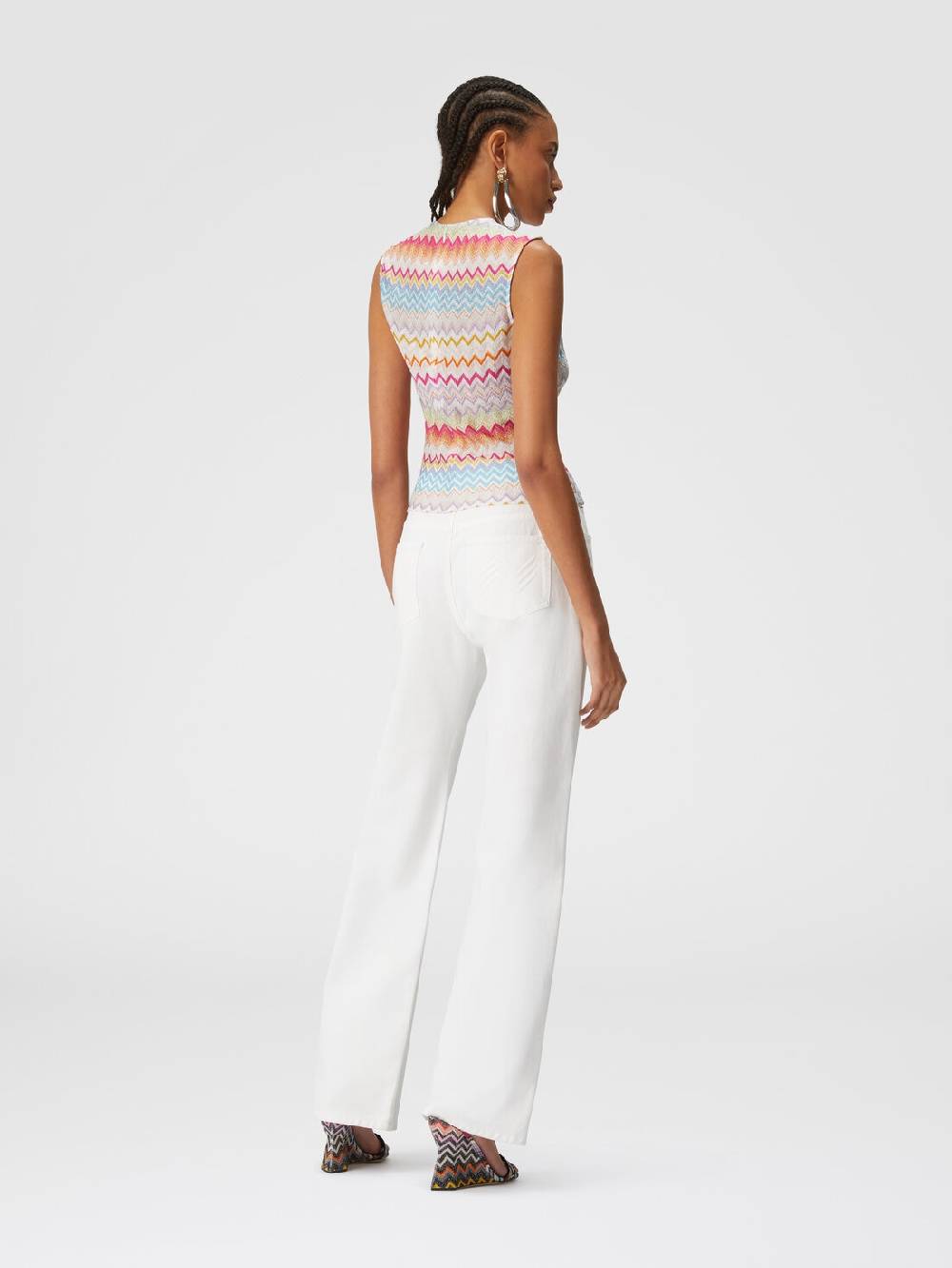 Missoni Top in viscosa zig zag lamé con arricciature Nuova