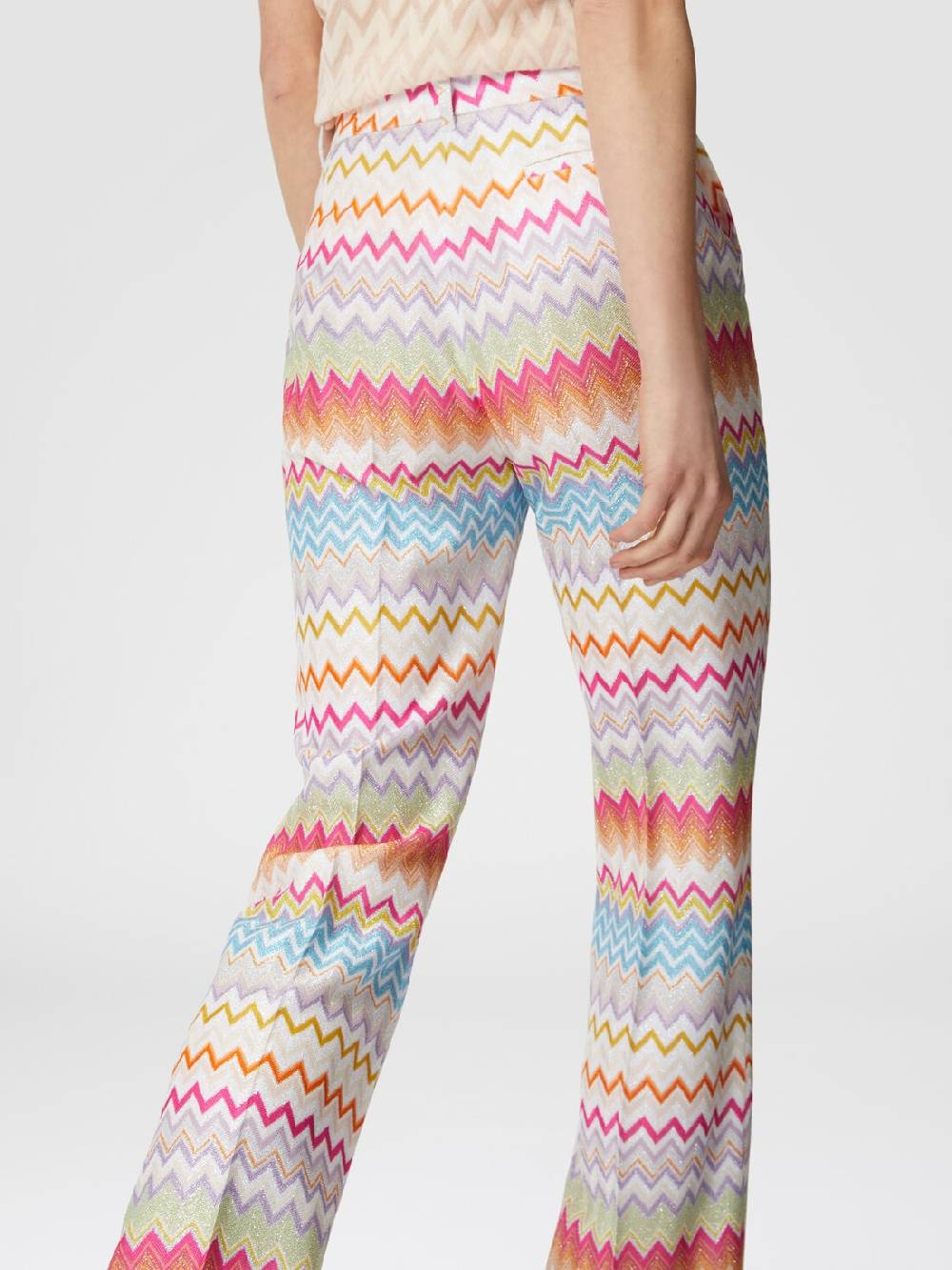 Missoni Pantaloni capri in maglia chevron lamé con paillettes Moda