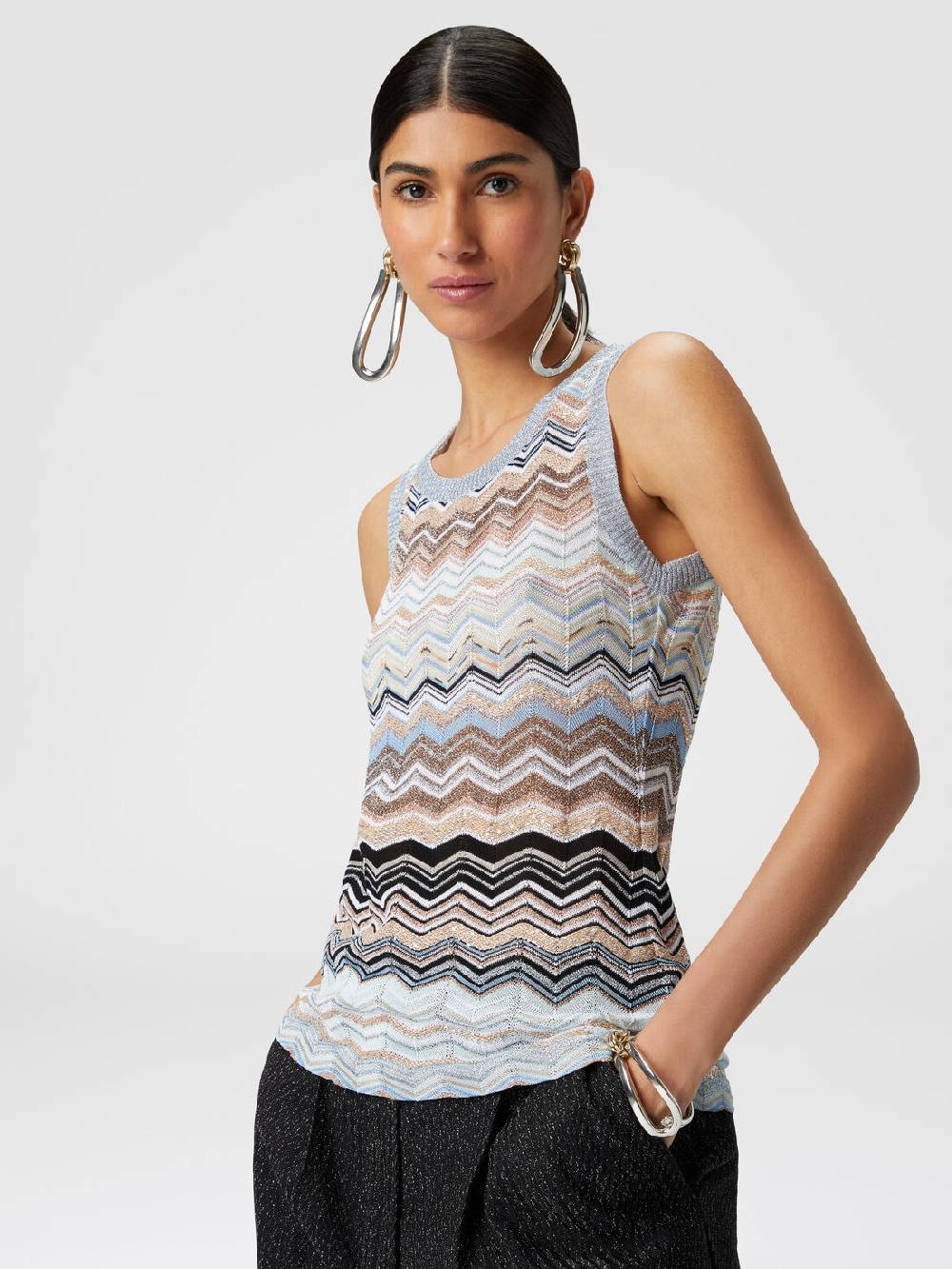 Missoni Top in maglia chevron lamé con paillettes Italia