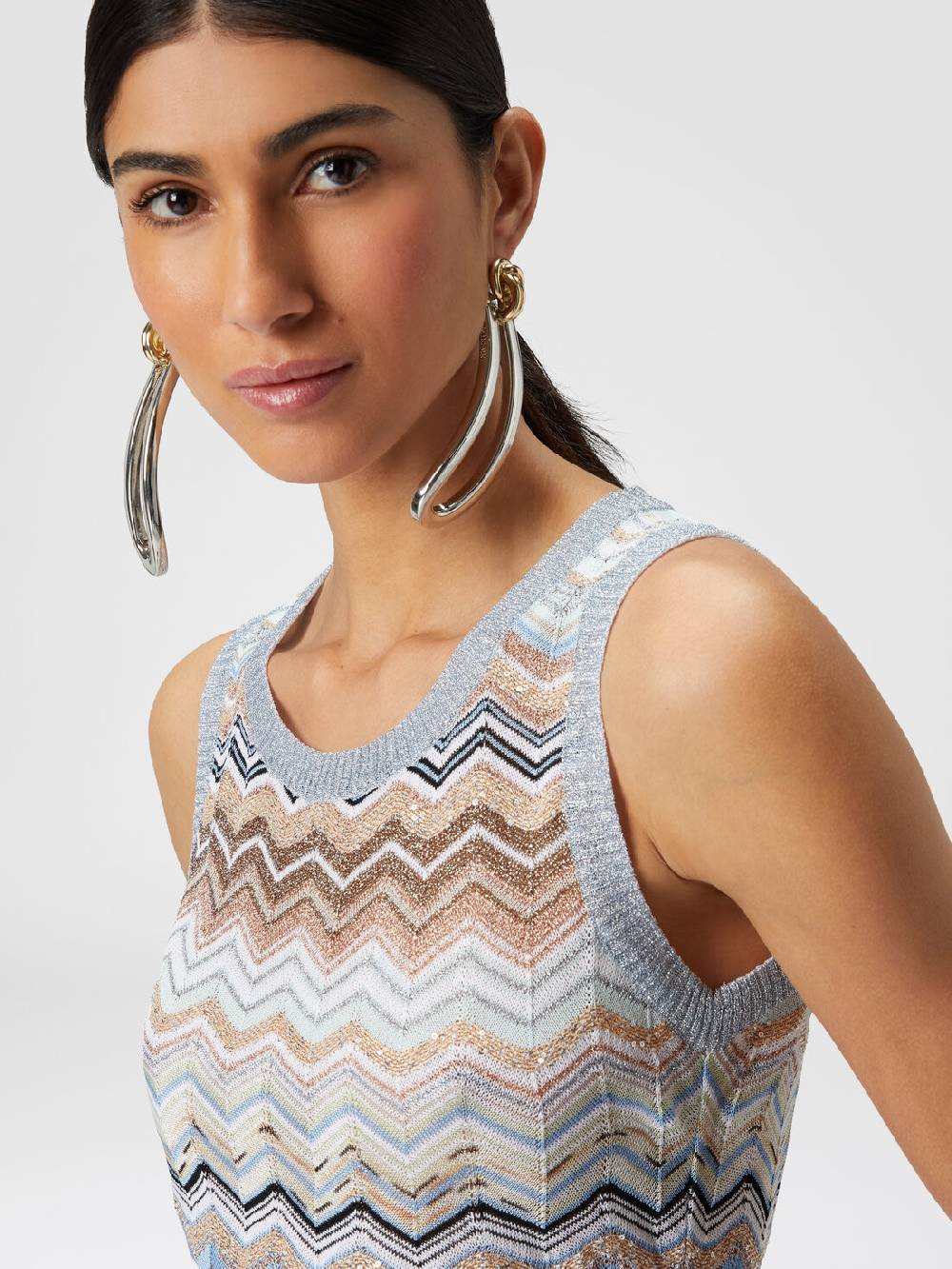 Missoni Top in maglia chevron lamé con paillettes Italia