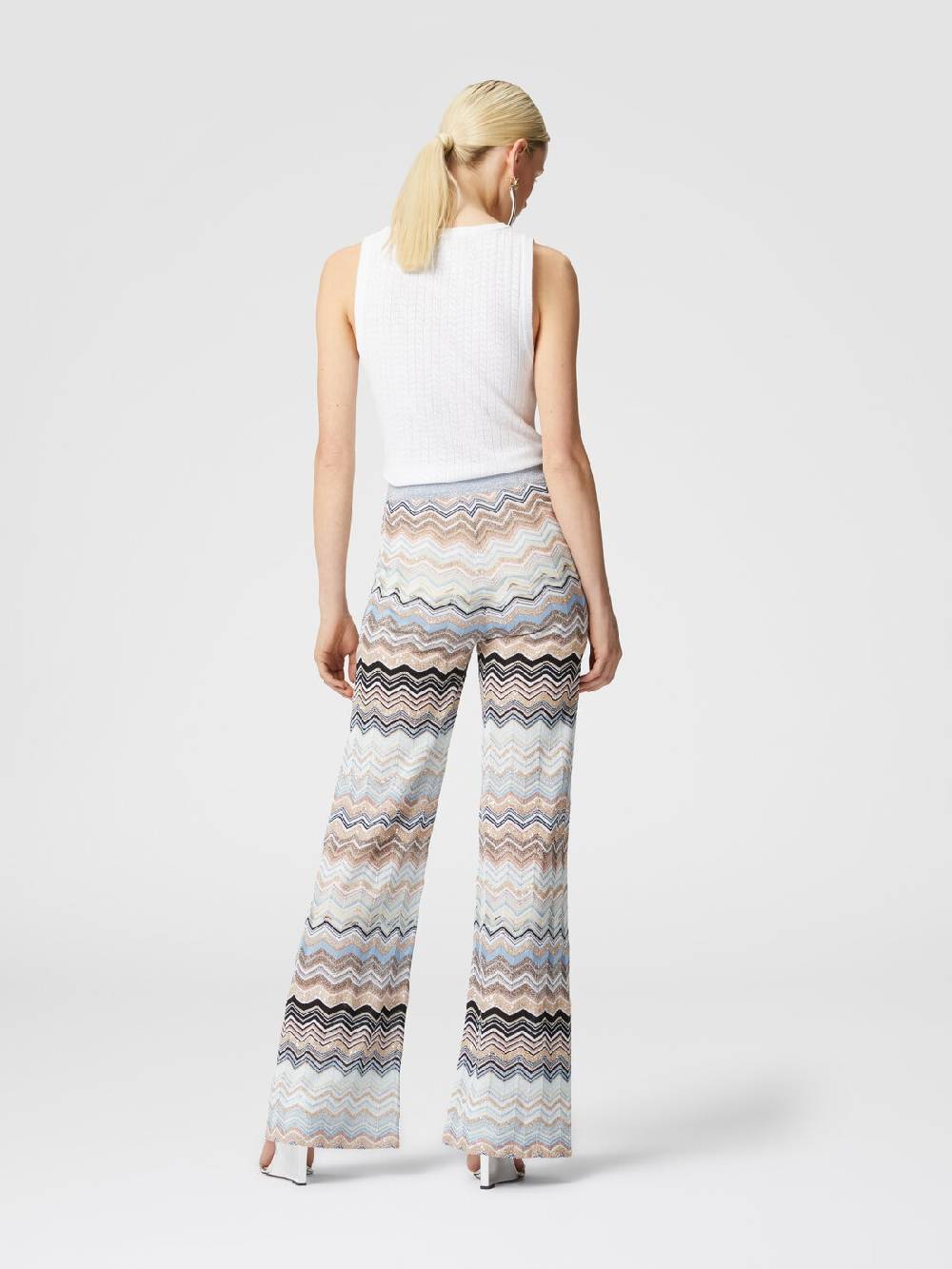 Missoni Pantaloni in maglia chevron lamé con paillettes 2025