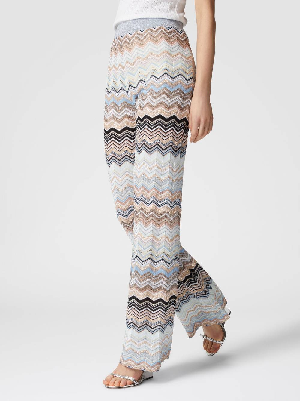 Missoni Pantaloni in maglia chevron lamé con paillettes 2025