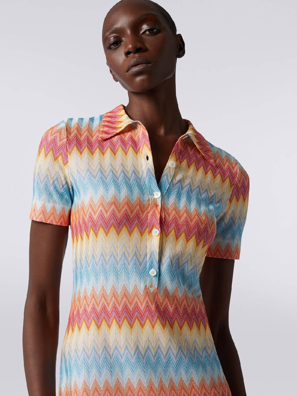 Missoni Mini-abito modello polo in viscosa zig zag Offerta speciale della fabbrica