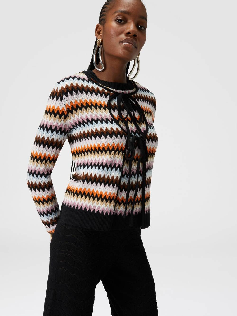 Missoni Cardigan in lana zig zag con profili a contrasto Qualità