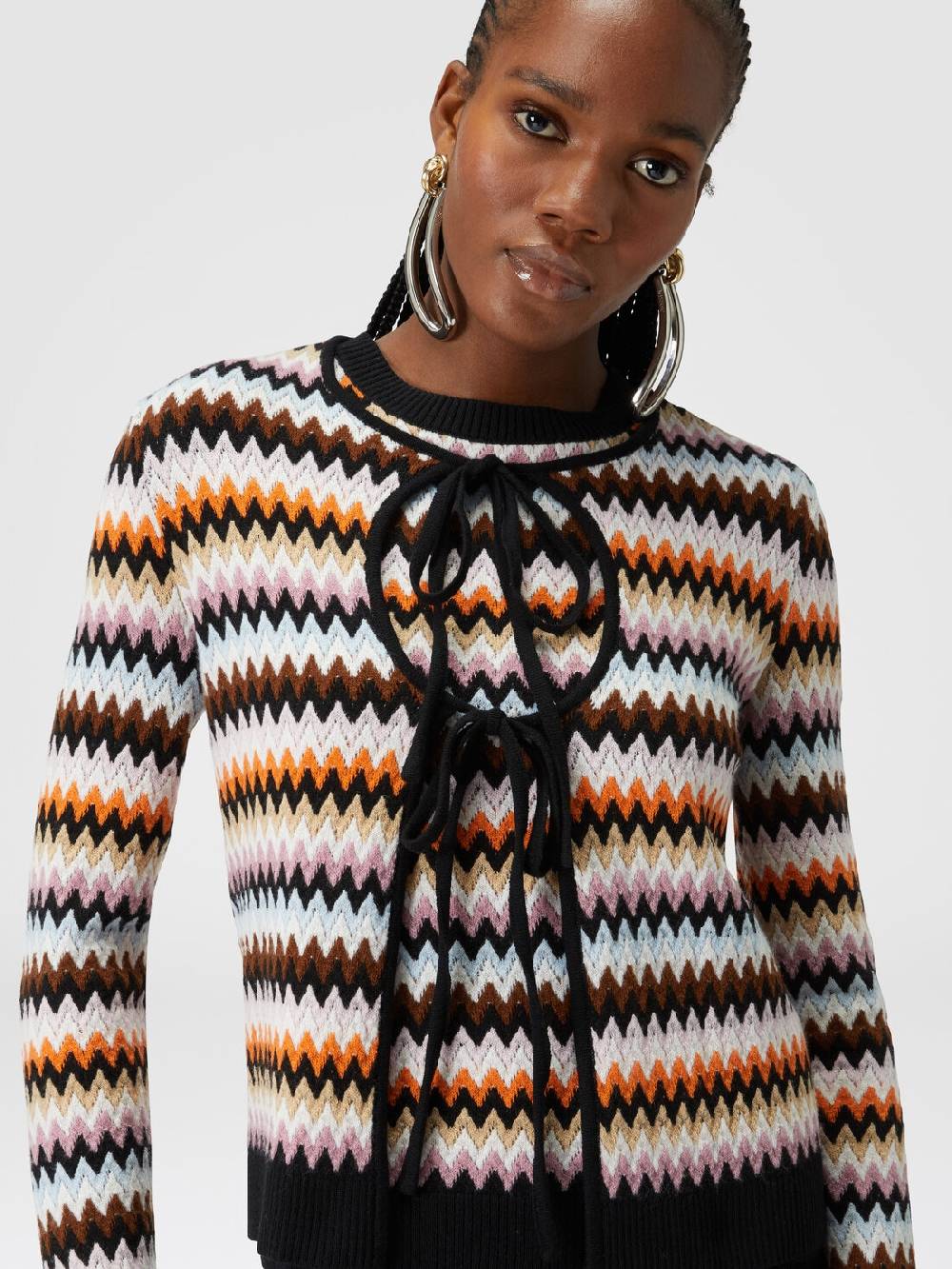 Missoni Cardigan in lana zig zag con profili a contrasto Qualità