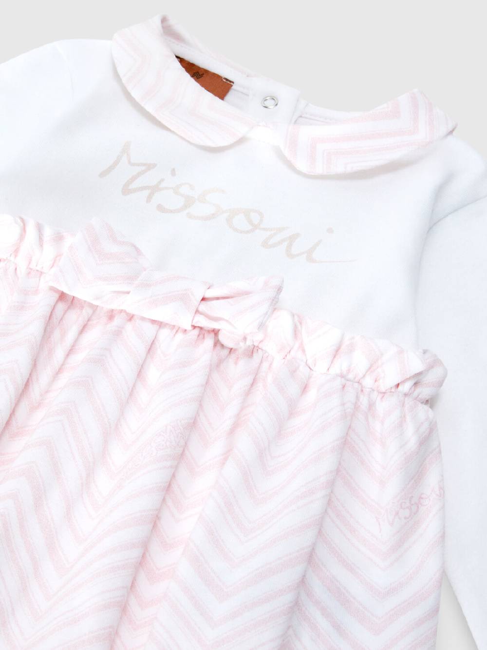Missoni Set tre pezzi con tutina, zuccotto e bavaglino in cotone con inserti zig zag Vendita