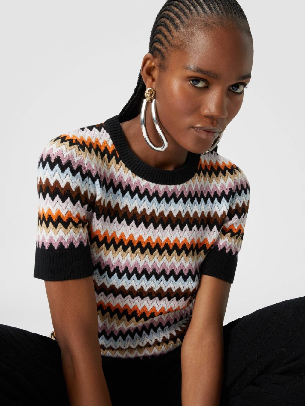 Missoni Pullover girocollo a maniche corte in lana zig zag Saldi