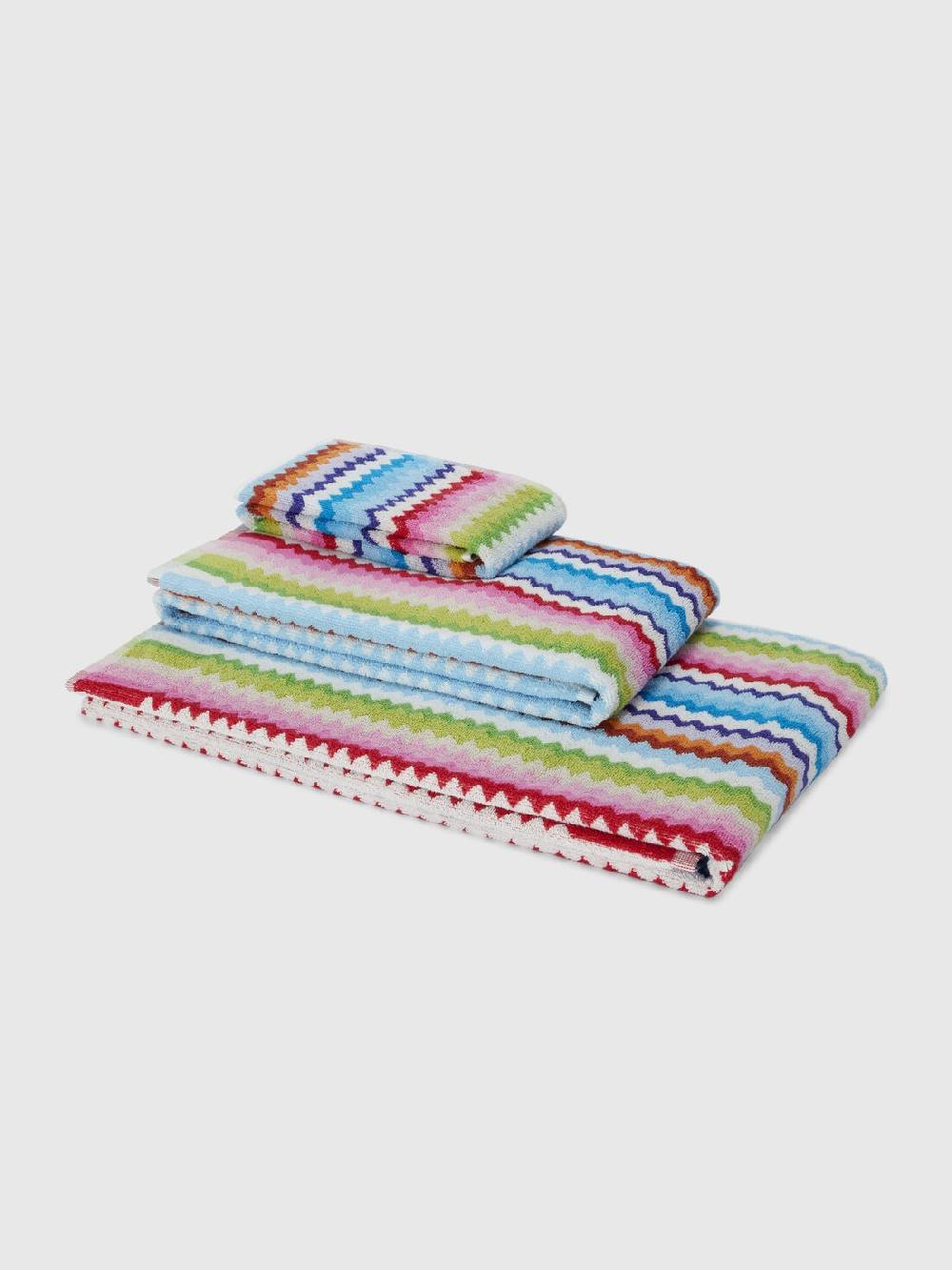 Missoni Set 3 pezzi di asciugamani da bagno Riverbero in spugna di cotone zig zag In Saldo