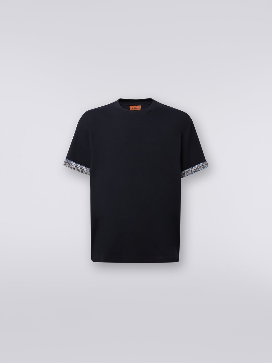 Missoni T-shirt girocollo in cotone con risvolti chevron Fino Al -60%