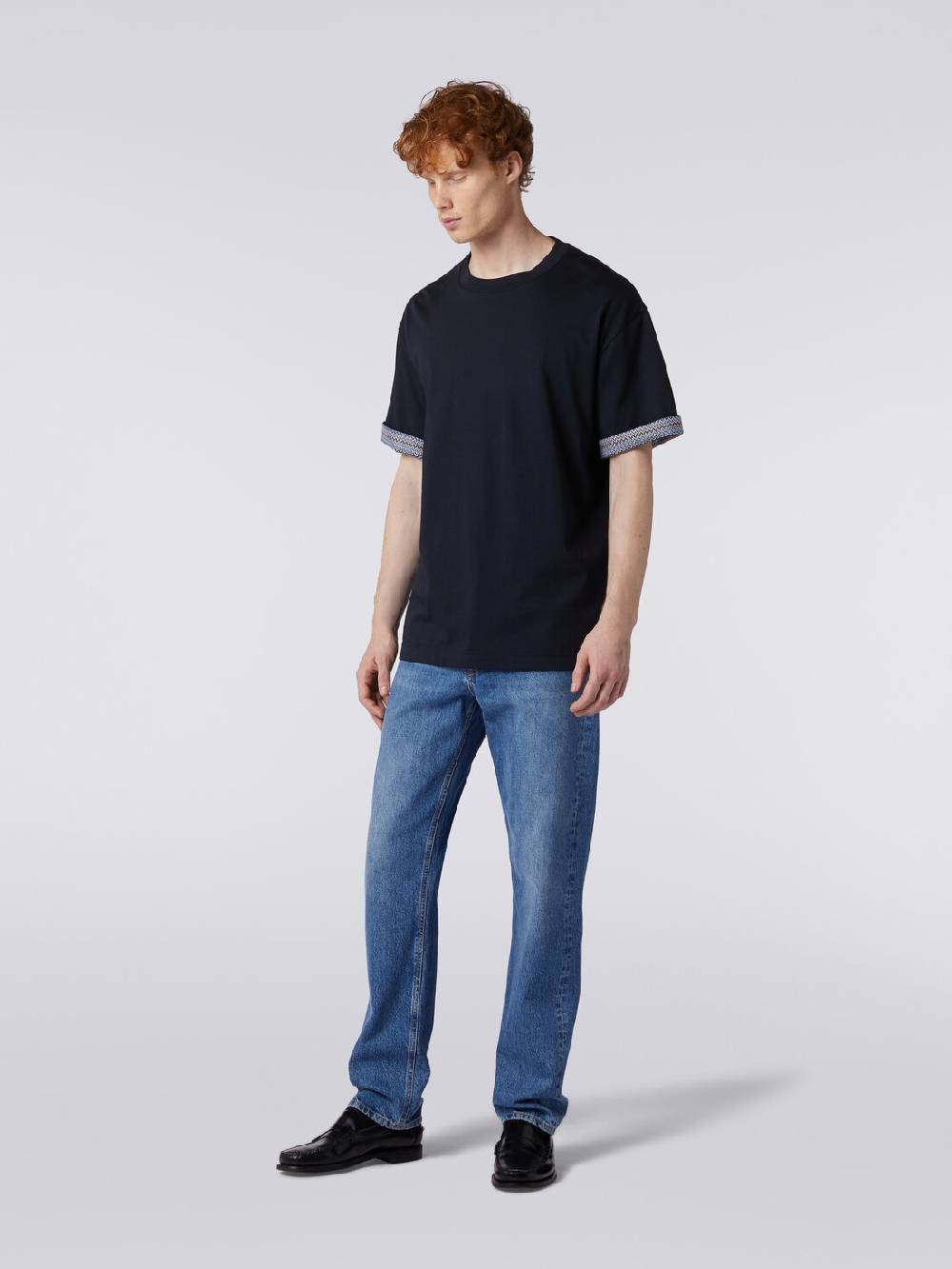 Missoni T-shirt girocollo in cotone con risvolti chevron Fino Al -60%