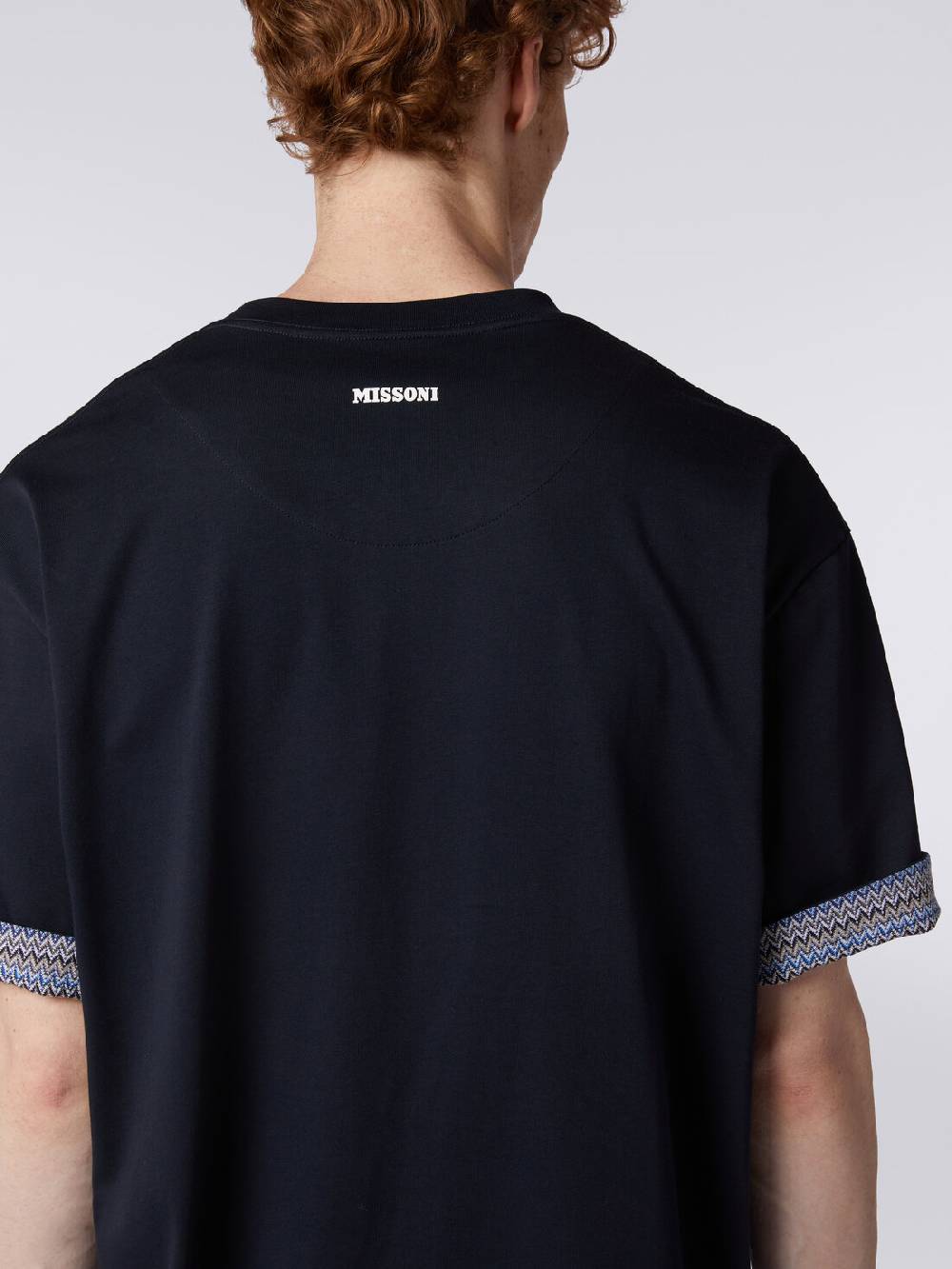 Missoni T-shirt girocollo in cotone con risvolti chevron Fino Al -60%