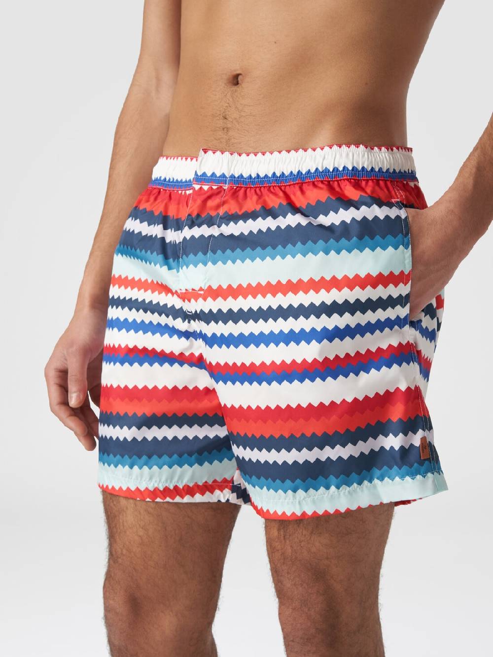 Missoni Boxer mare in nylon stampa micro zig zag In Saldo