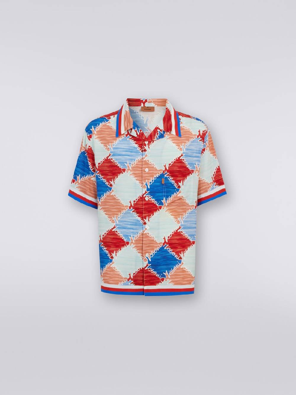 Missoni Camicia a maniche corte in viscosa a losanghe con scritta logo Affare Del Giorno