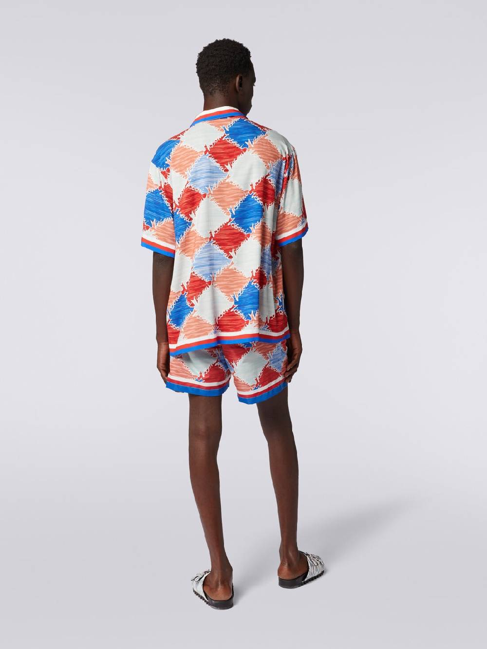 Missoni Camicia a maniche corte in viscosa a losanghe con scritta logo Affare Del Giorno