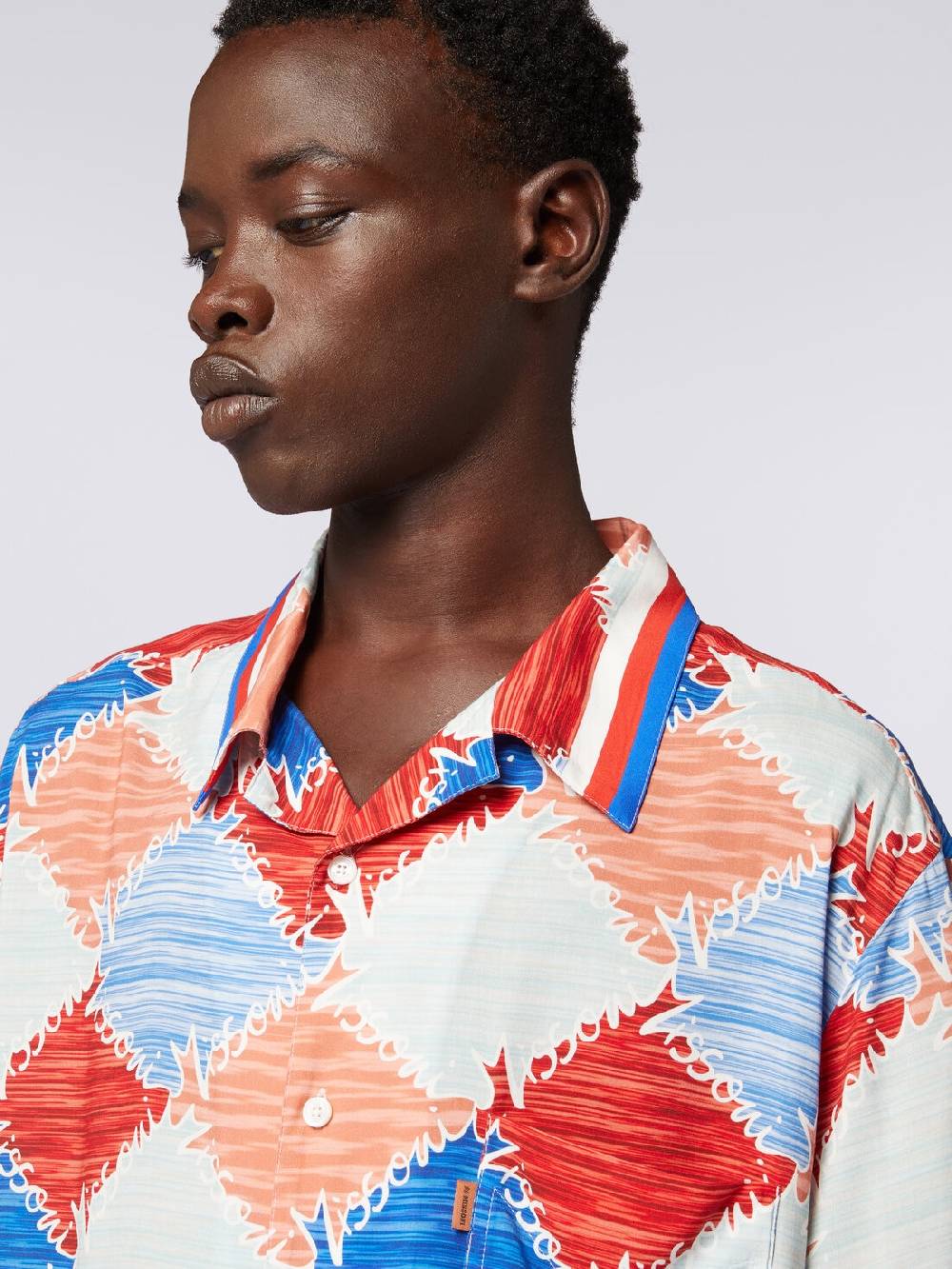 Missoni Camicia a maniche corte in viscosa a losanghe con scritta logo Affare Del Giorno