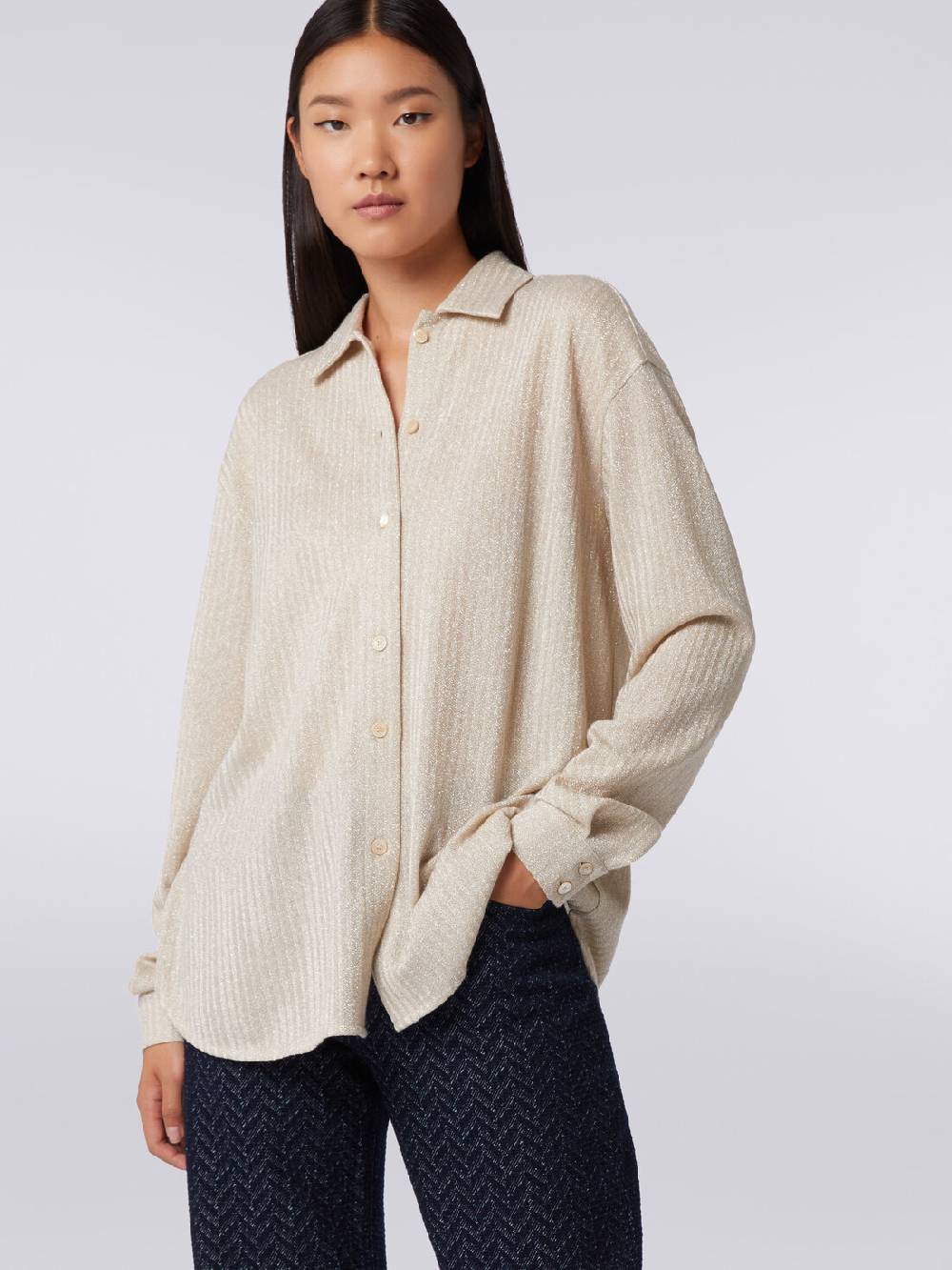 Missoni Camicia oversize in cotone e viscosa lamé Sottocosto