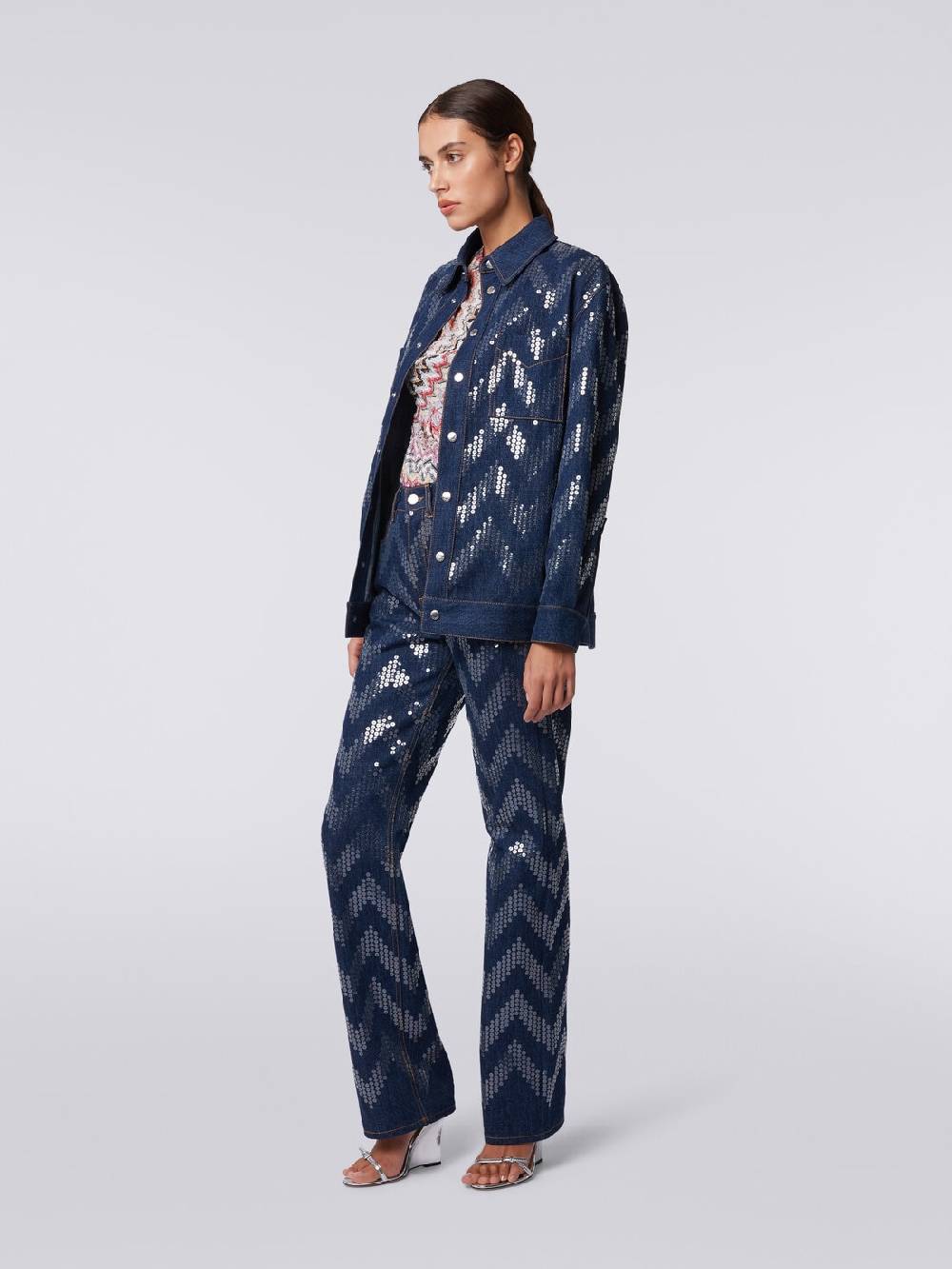 Missoni Overshirt in denim con applicazione di paillettes Saldi