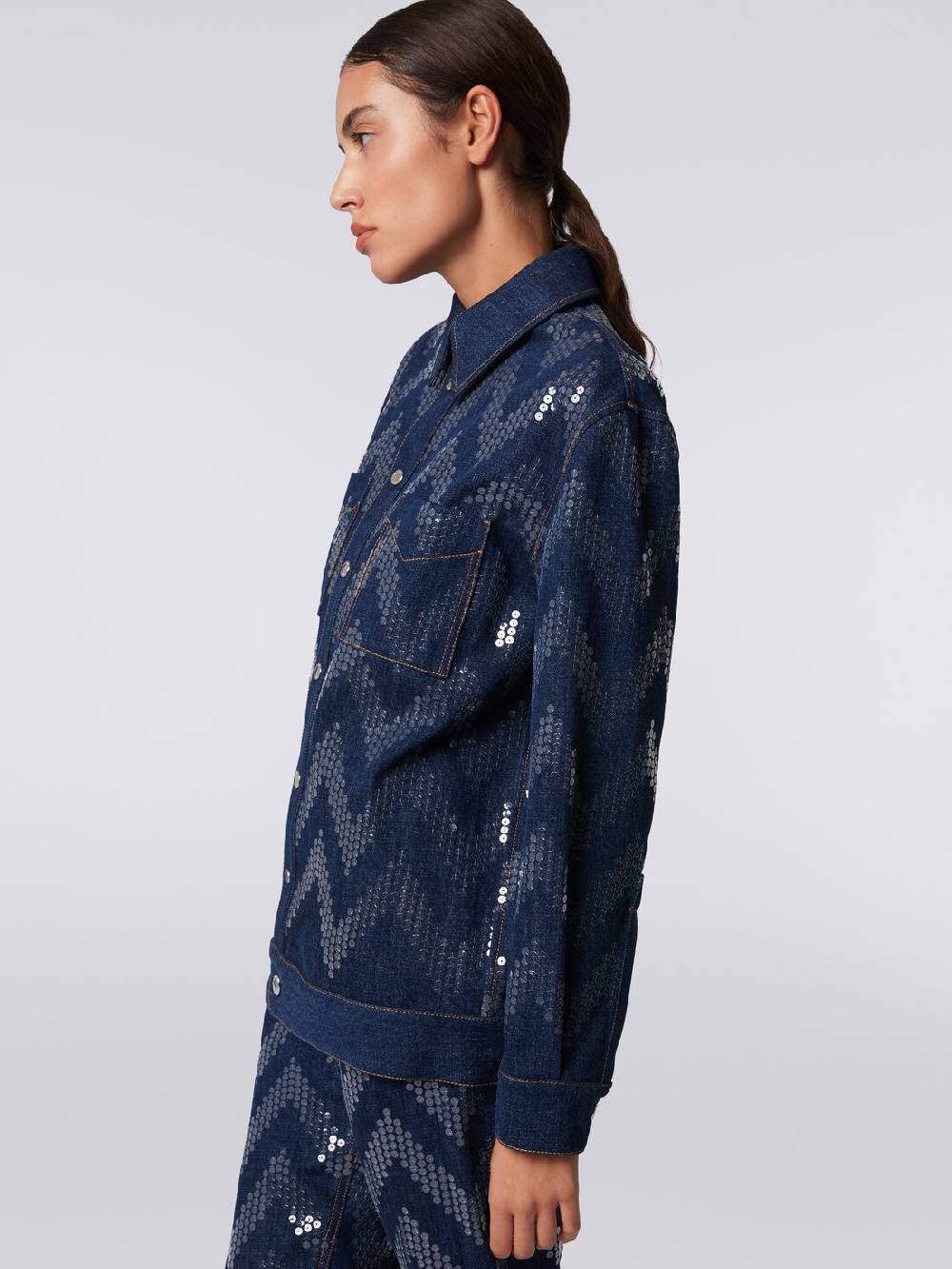 Missoni Overshirt in denim con applicazione di paillettes Saldi