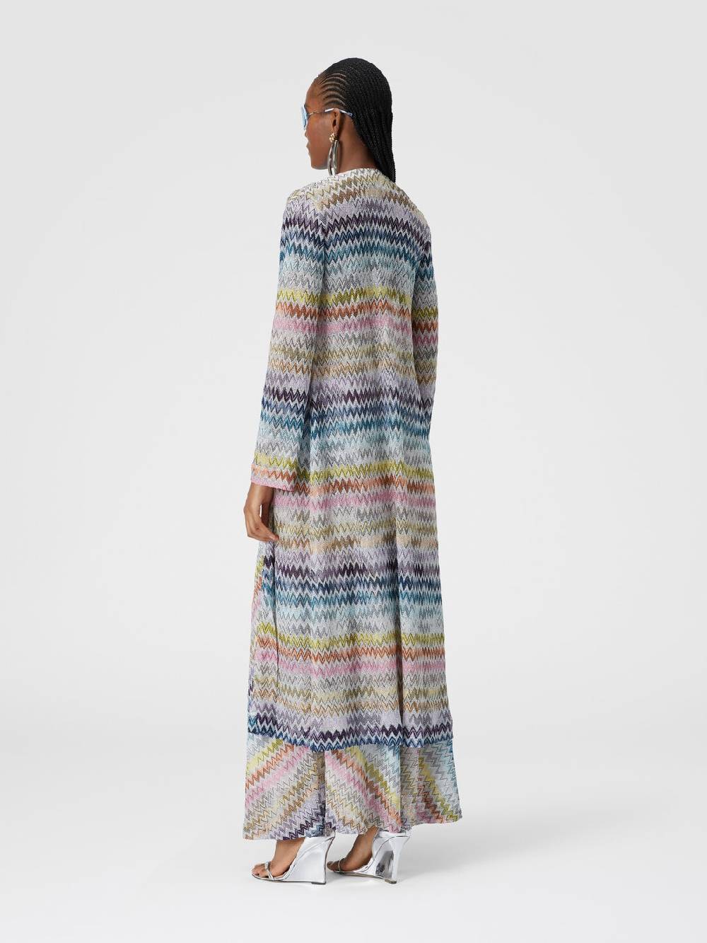 Missoni Cardigan lungo in misto viscosa zig zag lamé Vendite Flash