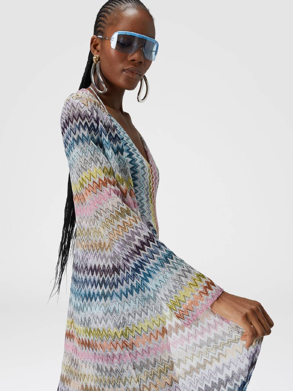 Missoni Cardigan lungo in misto viscosa zig zag lamé Vendite Flash