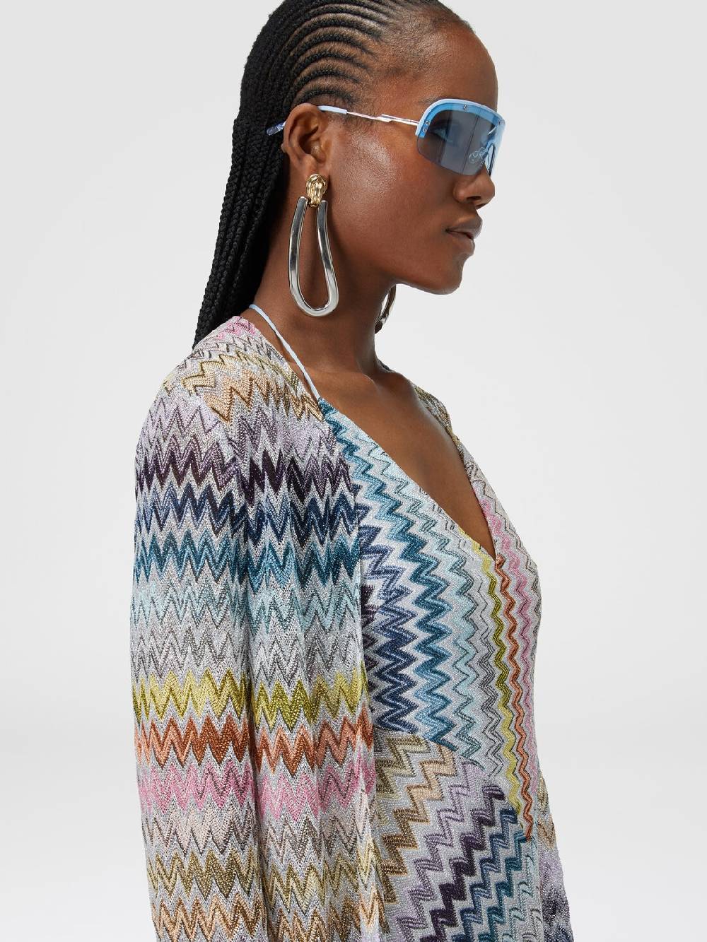 Missoni Cardigan lungo in misto viscosa zig zag lamé Vendite Flash