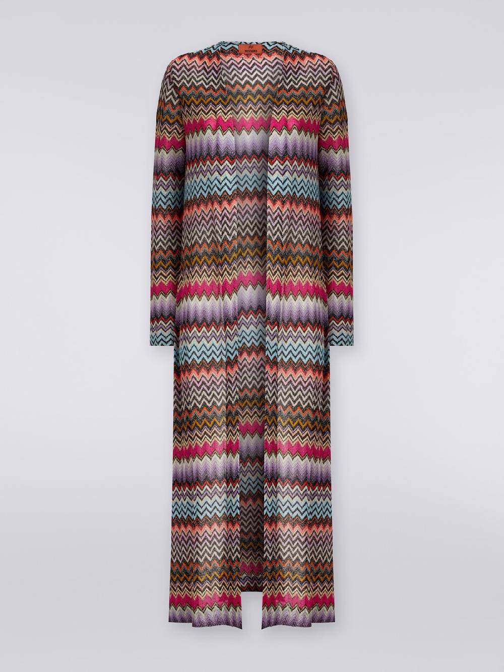 Missoni Cardigan lungo in viscosa zig zag con lurex Italy