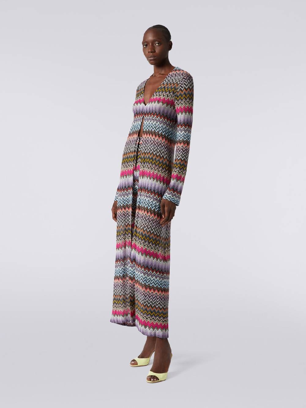Missoni Cardigan lungo in viscosa zig zag con lurex Italy