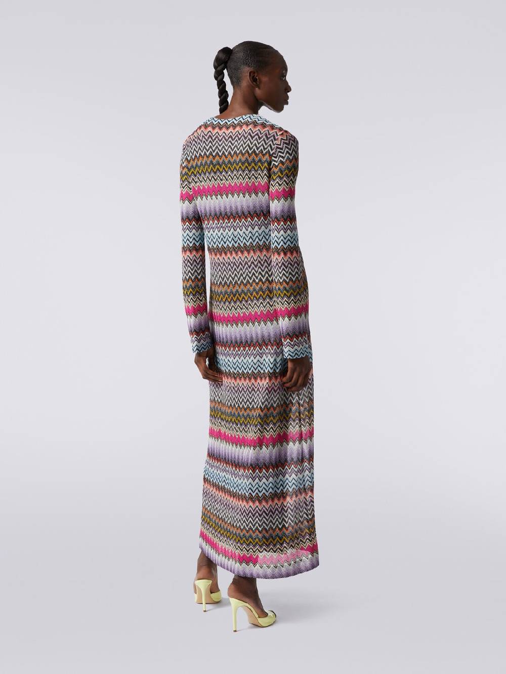 Missoni Cardigan lungo in viscosa zig zag con lurex Italy