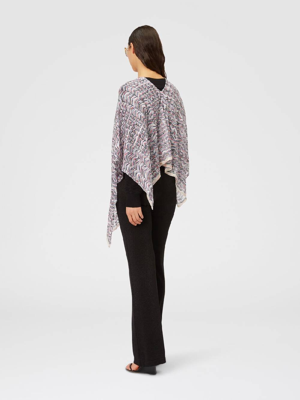 Missoni Poncho in maglia di viscosa e cotone chevron In Linea