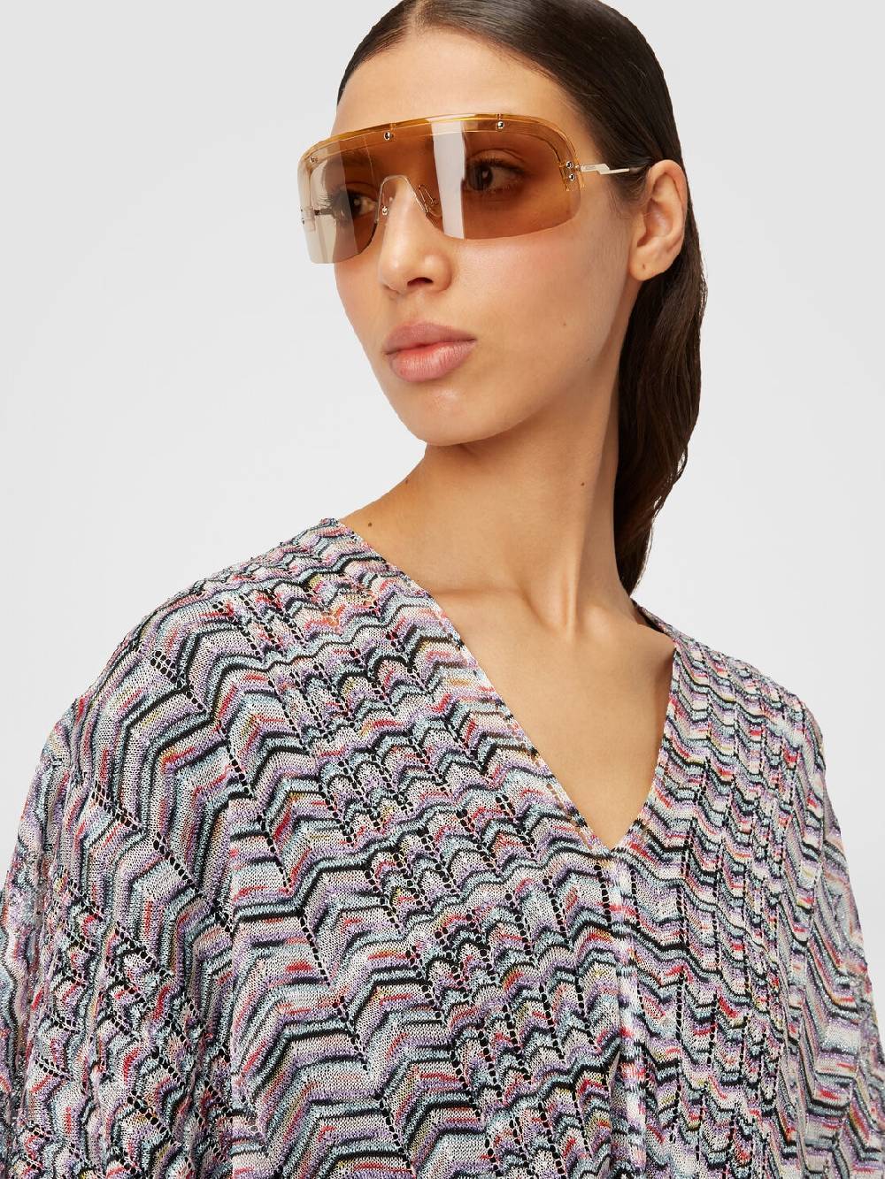 Missoni Poncho in maglia di viscosa e cotone chevron In Linea