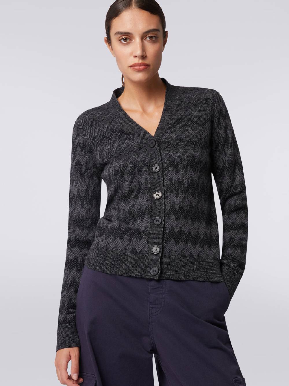 Missoni Cardigan con scollo a V in cachemire con zig zag Promozione