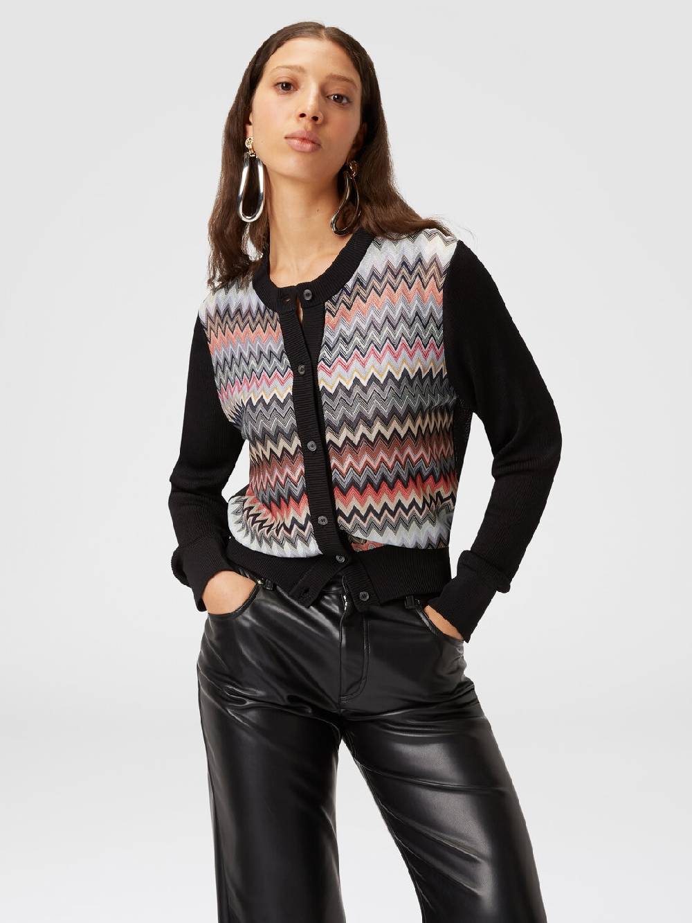 Missoni Cardigan corto in viscosa chevron Spedizione Gratuita