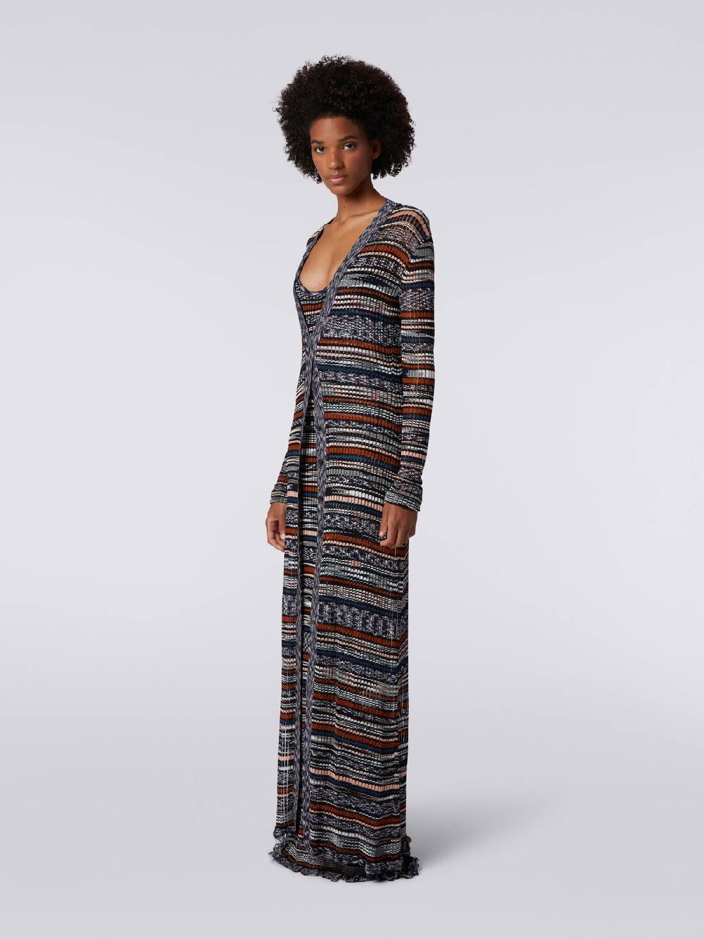 Missoni Cardigan lungo a costine in viscosa fiammata Pezzi Unici