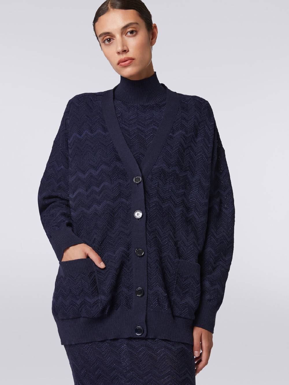 Missoni Cardigan oversize in maglia di viscosa e lana chevron Qualità Garantita