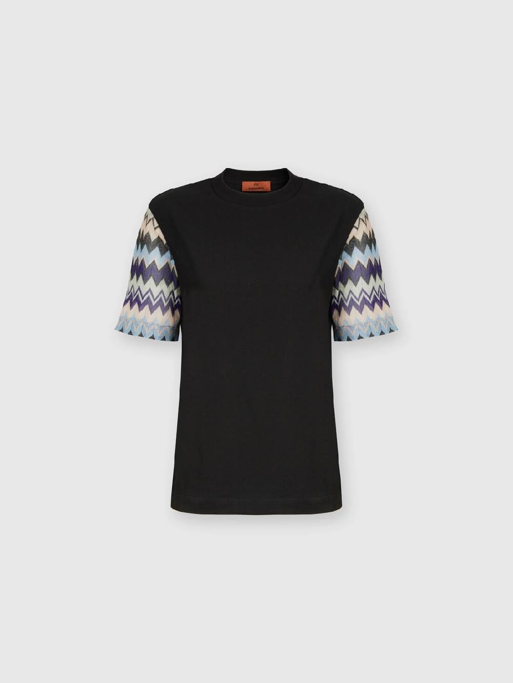 Missoni T-shirt in jersey di cotone con maniche in maglia zig zag Consegna Veloce