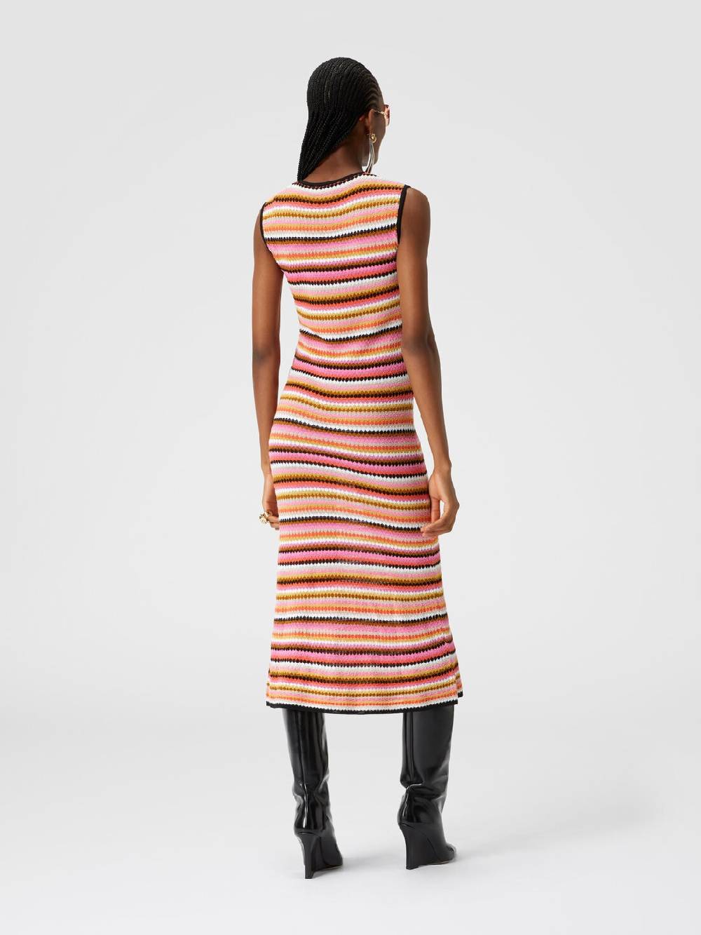 Missoni Abito midi senza maniche in lana e viscosa a righe Promozione Limitata