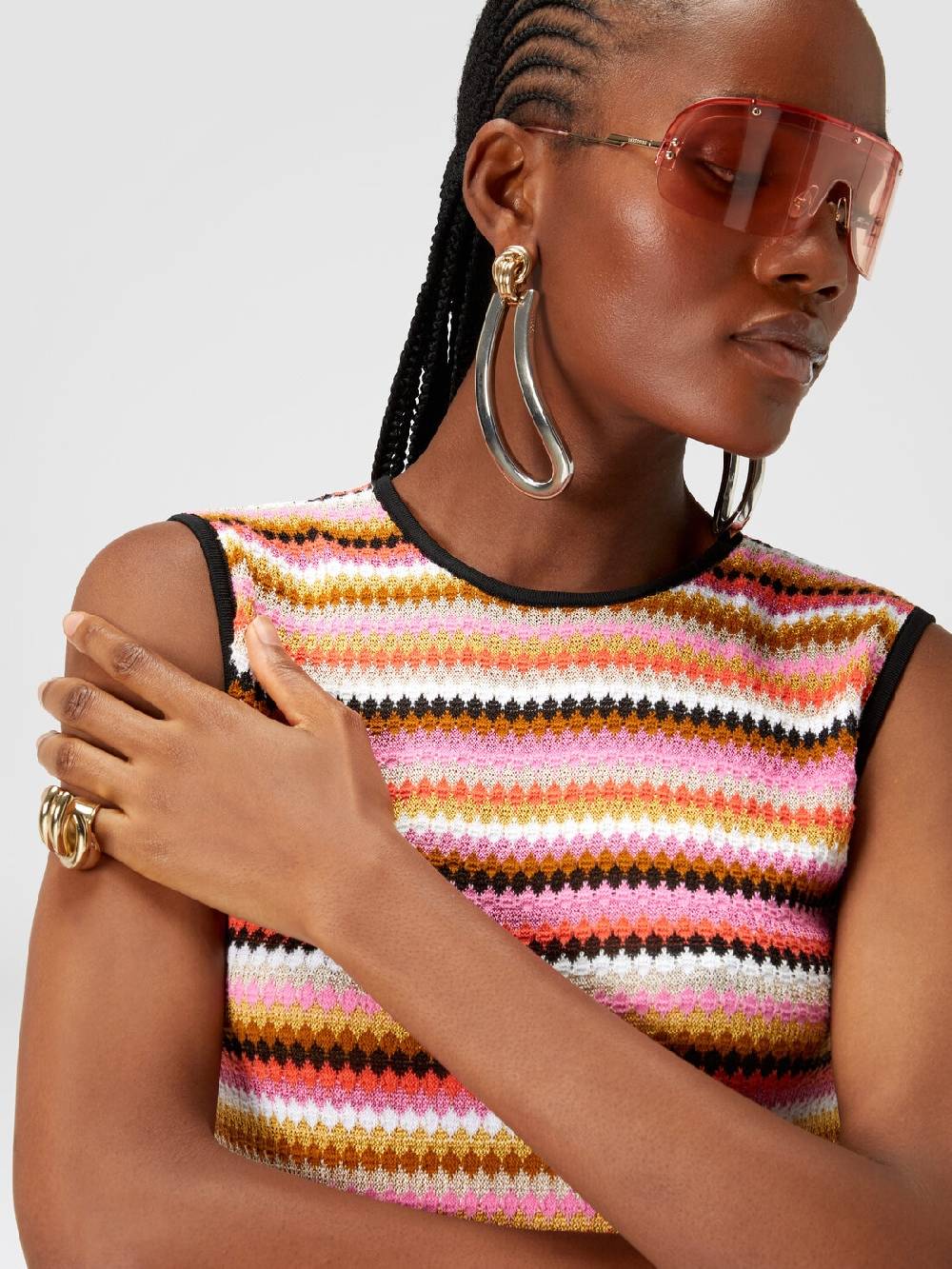 Missoni Abito midi senza maniche in lana e viscosa a righe Promozione Limitata